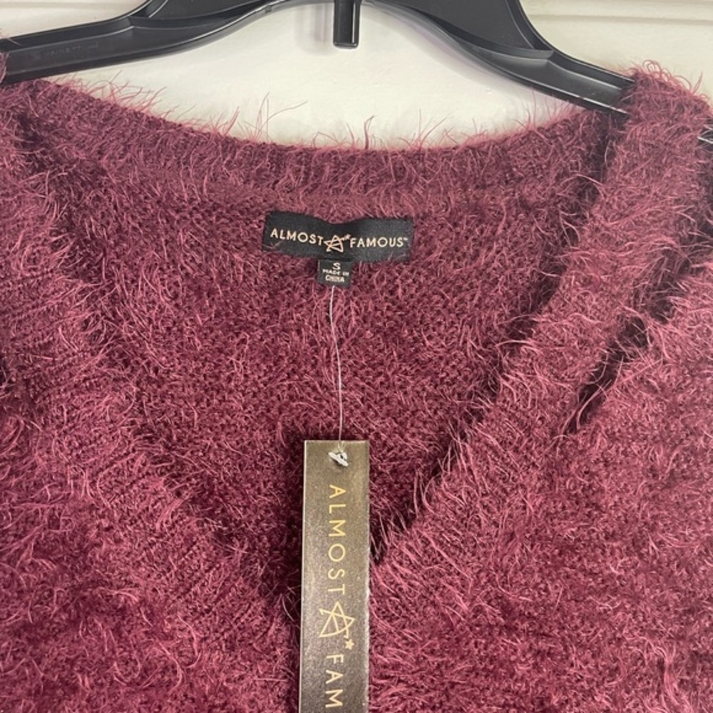 Almost famous v neck purple sweater. NWT - Picture 4 of 7